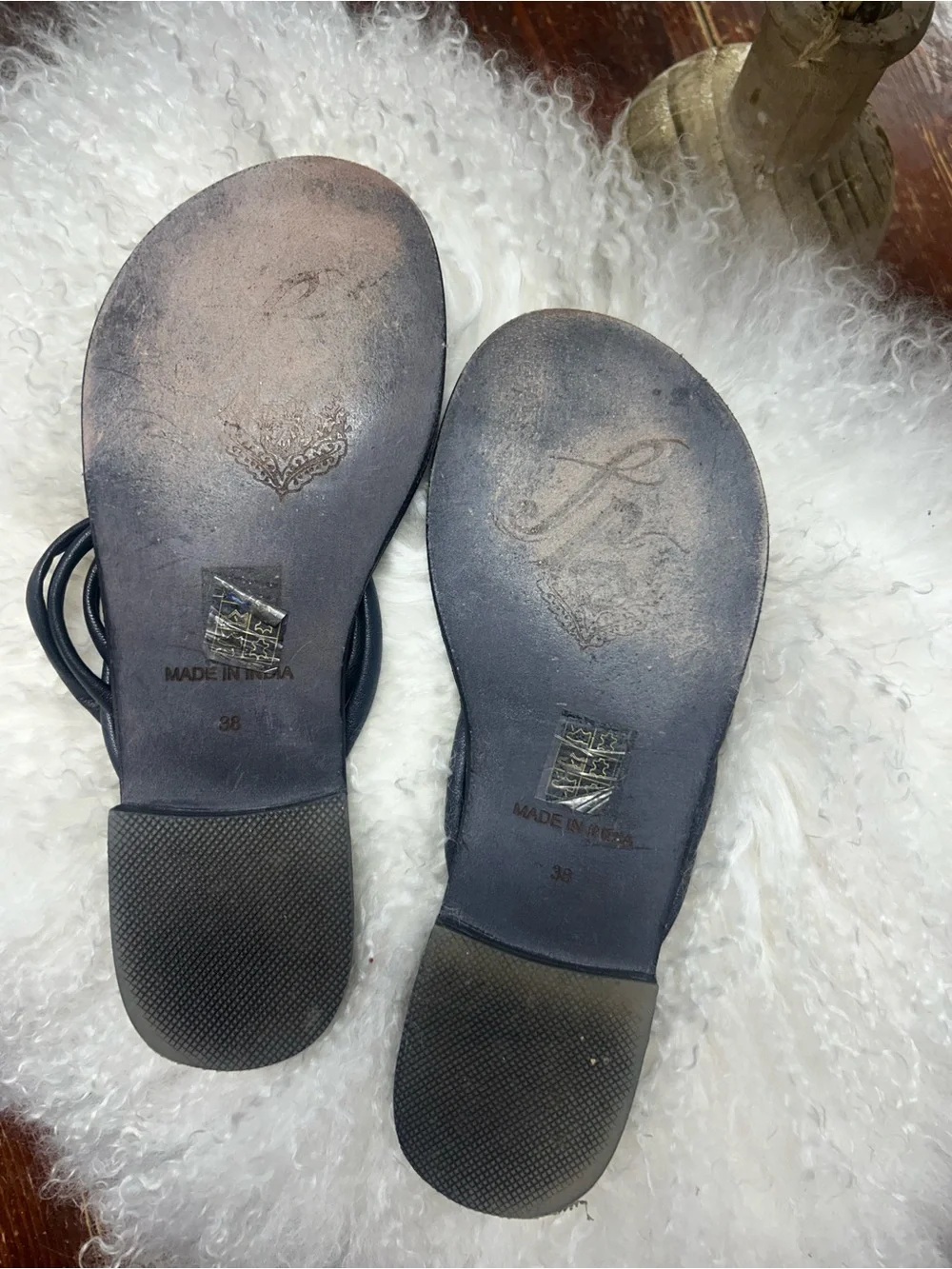 Free People black sandal size 38/ US 8; strappy and has leather sole